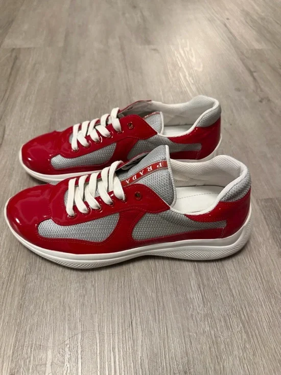 Prada Men’s Patent Leather and Technical Fabric America's Cup Sneakers Sz 7 - Picture 4 of 10